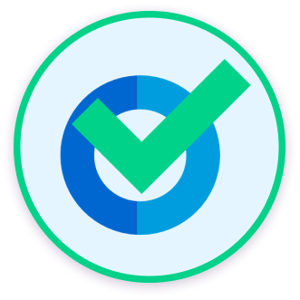 blue and green checkmark symol icon